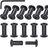 Mardatt 12Sets M6x16mm Black Hex Socket Cap Bolts and Barrel Nuts, Crib Bolts Flat Head Binding Bolt...