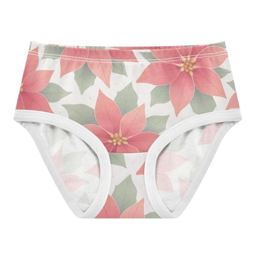Girls' Stretchy Triangle Panties Breathable Toddler Underwear for Kid Poinsettias in Sizes 2T,3T, 4T, 5T, 6Y and 8Y