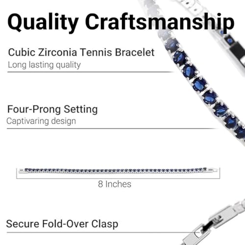 Cubic Zirconia Tennis Bracelets for Women - Trendy Stackable Charm Bracelet Bride CZ Jewelry for Her - Size 8 Inches Promise Unique Cute - Engagement Anniversary Wedding Birthday Gifts4