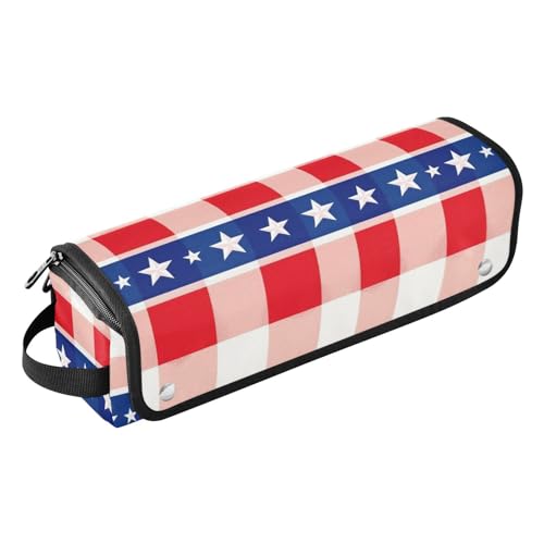 Bolsa de viaje para herramientas de cabello con tapete resistente al calor extraíble, impermeable, organizador para planchas, alisadores, rizadores, con patrón de borde rojo y blanco a cuadros miniatura 1