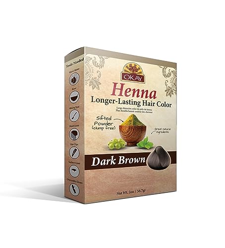 Okay Longer Lasting Henna Color, Dark Brown, 2 oz