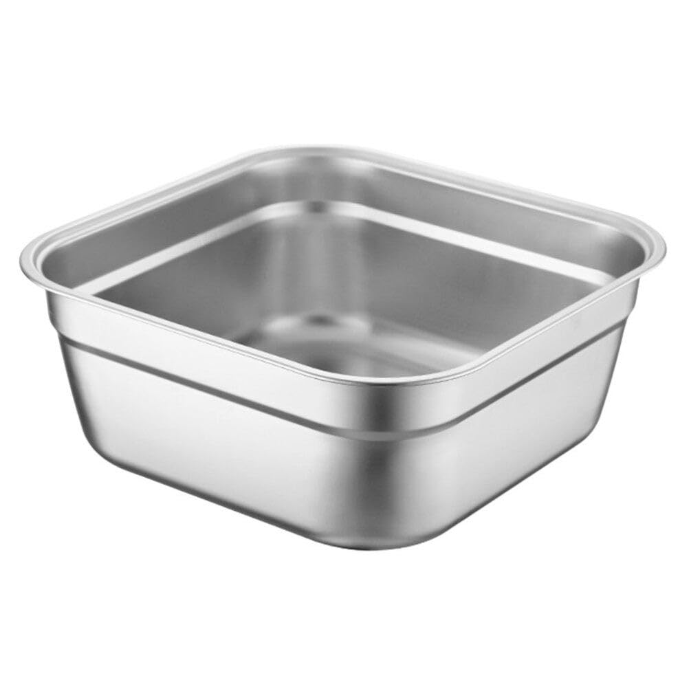 Amosfun Bacinella Quadrata in Acciaio Inossidabile 8.27X8.27X3.74 Pollici Ciotola Multiuso Per Lavare Verdure Frutta E Preparare Impasti Uso Domestico E Buffet