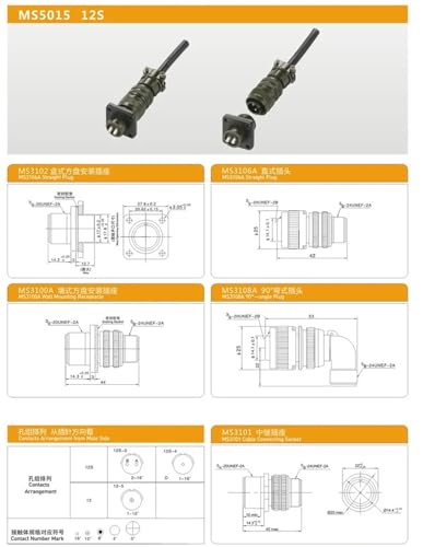 Conector aeronáutico militar MS3106A MS3102A 2P verde miniatura 3