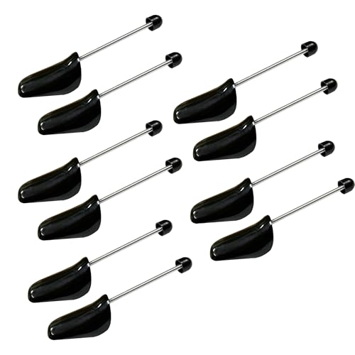 RUNMKUO 5 Pares de Zapatos de Plástico, Hormas de Plástico, Soporte de Resorte Ajustable,tamaño variable 39-47, Hormas para Zapatos(Tamaño de Hombre) Negro