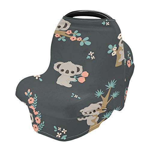 Image of Koala Nursing Cover Breastfeeding Scarf, Cute Cartoon Koala Car Seat Covers for Babies Infant, Stroller Cover, Carseat Canopy for Boys Girls