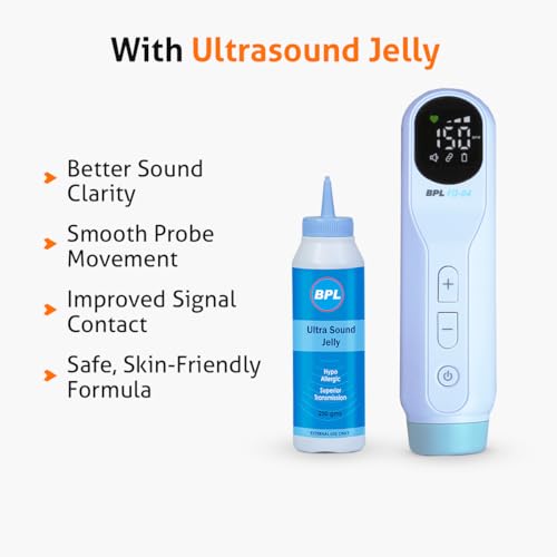 Image of BPL Medical Technologies FD-04 Fetal Doppler with Ultrasound Gel|Pulse Wave Technology|Heartbeat Detection Machine for Home and Clinic Use - White