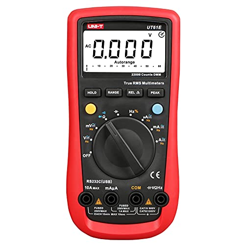 uni-t ut61e digital multimeter true rms peak meter pc connect ac dc voltage relative mode 22000 counts data hold auto range