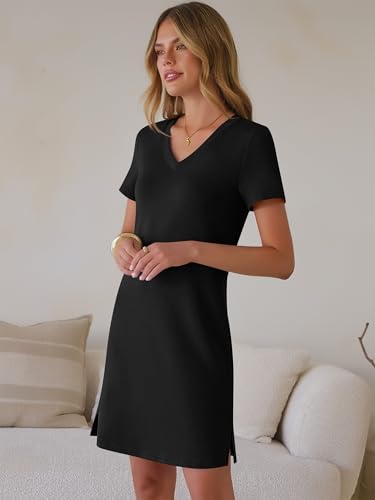 Image of ANRABESS Womens Wrinkle Free Summer Casual Short Sleeve Mini Dresses