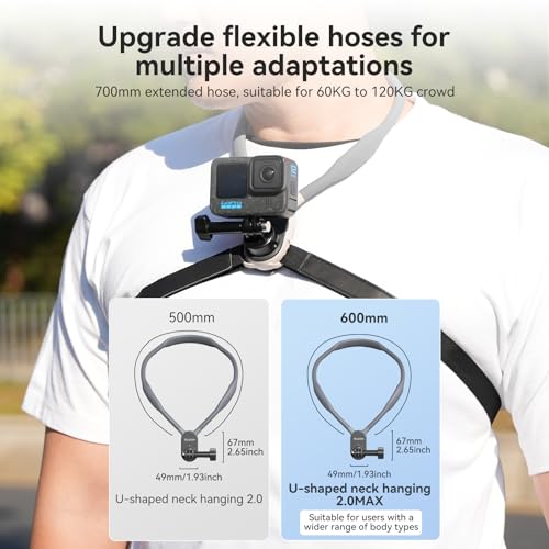TELESIN S2 Plus Magnetic Neck Mount Quick Release with Fixing Chest Strap, Necklace Lanyard Holder for GoPro Max 13 12 1 - Additional View