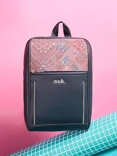 Image of ZOUK Olina Daypack for Women - Convertible Backpack with Laptop & iPad Compartments | Stylish Handcrafted Office & Travel Bag with Water-Resistant Lining & Dual Straps |