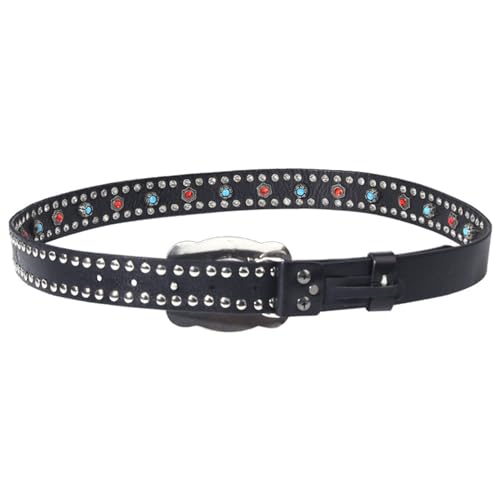 Ceinture punk rock gothique en cuir argenté à rivets 38mm