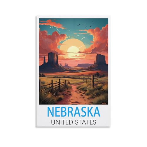 Toile vintage Nebraska 50 x 75 cm en impression haute définition