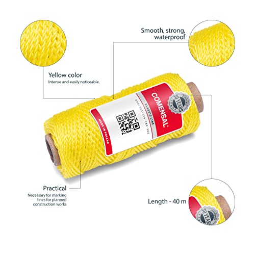 COMENSAL® Maurerschnur 40m - Ziegelschnur - Auf Spule - Reißfest & Zuverlässig - Knotenfest - Made in EU