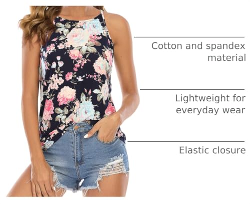 Image of LouKeith Womens Tank Tops Casual Flowy Printed Vest Shirts Sleeveless Cotton Soft Summer Tees Blouses