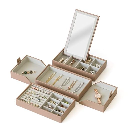Neateam Joyeros Mujer Organizador joyas 3 Niveles, Porta joyero viaje Versátil Desmontable y Plegable con Espejo, Forro de Terciopelo para Joyero de Mujer - Ideal para Viajes y Almacenamiento