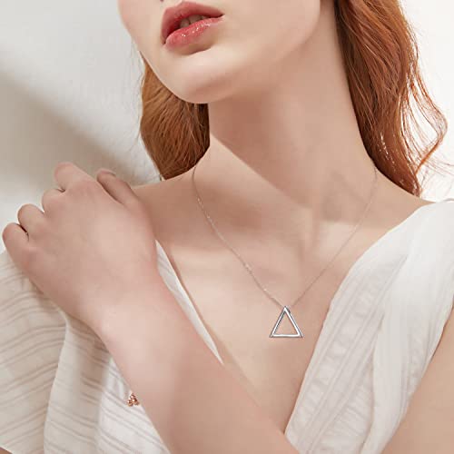 DAOCHONG 925 Sterling Silver Geometric Shapes Necklace Triangle/Rectangle/Rhombus/Circle Pendant Necklace for Women Jewelry Gifts2