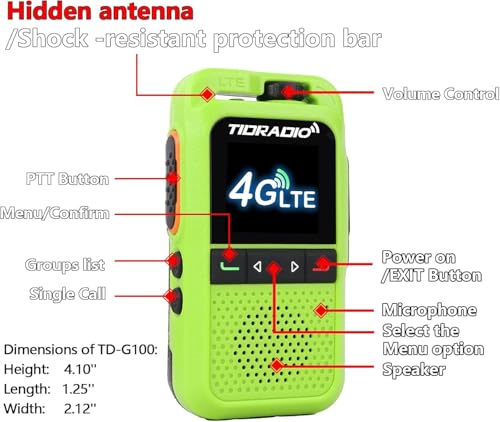 Image of 【Lifetime Free】Global Walkie Talkies Unlimited Range 4G LTE PoC(Push-to-Talk Over Cellular) Radios,Long Range Walkie Talkies with SIM Card for Family, Logistics, Construction site, Bright Green-2Pack