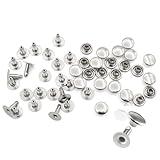 CRAFTMEMORE 200 Pack Leather Rivets Single Cap Rapid Rivet Metal Stud Fasteners Round Cap for Bag Belt Wallet Leather Craft (Silver, 5MM)