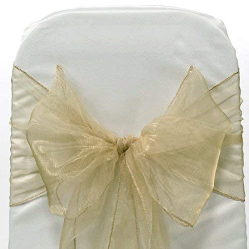 SARVAM FASHION Set of 10 Chair Bows Sashes Tie Back Decorative Item Cover ups for Wedding Reception Events Banquets Chairs Decoration (10, Champagne)