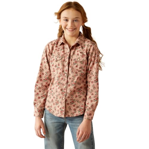 Ariat Girls Flowers n' Horseshoes Shirt, Floral Horseshoe Print, Small