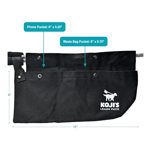 Image of Used Poop Bag Holder for Leash | Patented Poop Bag Pouch with Phone Pocket, Separate Clean & Dirty Compartments | Button Closure | Bag Attachment Fits Any Dog Leash, Hammock Style | Made in USA