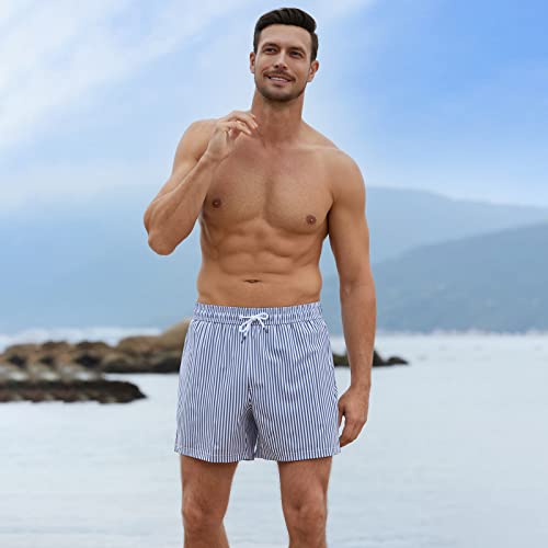 Image of BRISIRA Mens Swim Trunks Swim Shorts Quick Dry 5 inch Inseam Beach Shorts with Compression Liner and Zipper Pocket