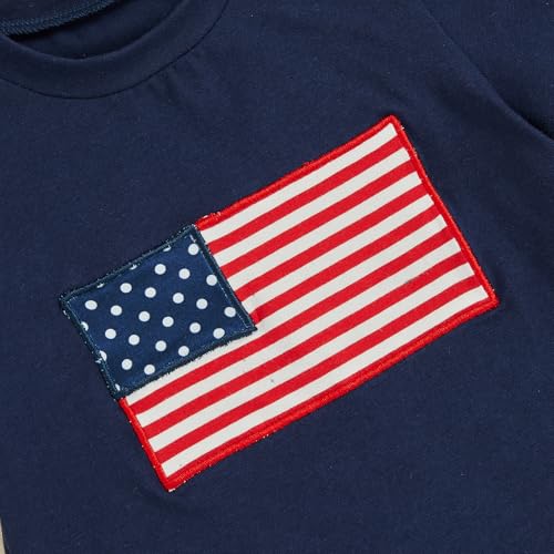 Image of Kayotuas Fourth Of July Toddler Boy Outfit Baby American Flag Clothes Patriotic Shirt Striped Gingham Shorts 2Pcs Summer Sets