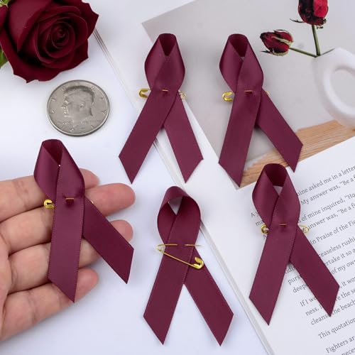 Image of Ribbon Awareness Satin Pins Cancer Awareness Ribbon Pin with Safety Pin