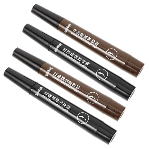 Didiseaon 4 Piezas Lápiz De Cejas De Cuatro Puntas Equipo Tinte Lápiz De Ojos Bolígrafo Mancha Gel Lápices De Maquillaje Peca Cosmética Femenina Impermeable Frente Hierba Líquido Black