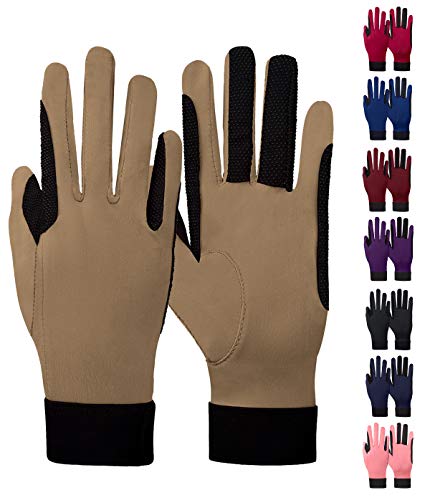 Chinfun Women's Horse Riding Gloves Stretchable Equestrian Gloves Breathable For Outdoor Horseback Cycling Driving Khaki Xl #TOP2