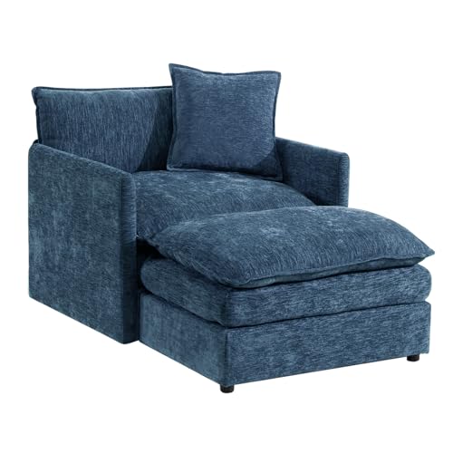 Sillón Chaise Lounge Plegable Chenille Azul miniatura 3