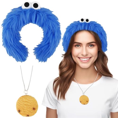 Heartsking Disfraz de Monstruo de Las Galletas para Adultos Niños, Diadema de Monstruo de Las Galletas, Collar de Galleta Accesorios, para Halloween, Carnaval, Fiestas Temáticas