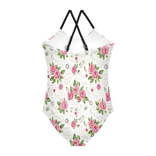 Vintage Postcards Girls Swimsuits One Piece, Summer Beach Swimwear, 3-102
