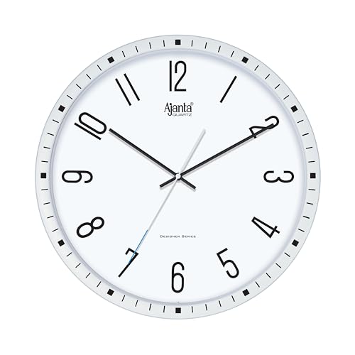 Image of Ajanta Home Decor Clock 14.5 Inch (365mm) White | Luxury Silent Sweep Wall Clock | Stylish Modern Design | Model 6087