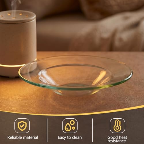 image for Patelai 4.5 Inches Replacement Oil Warmer Dish Round Glass Dish Wax Me