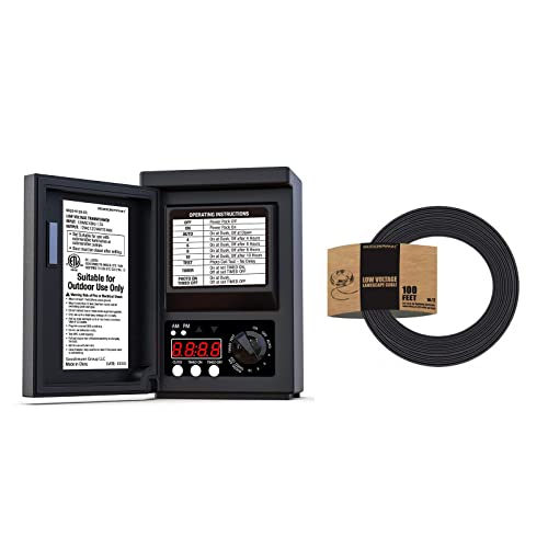 Goodsmann Low Voltage Transformer 120W Outdoor Lighting Transformer For Landscape Lights With 100Ft 16 Gauge Lighting Cable #TOP8