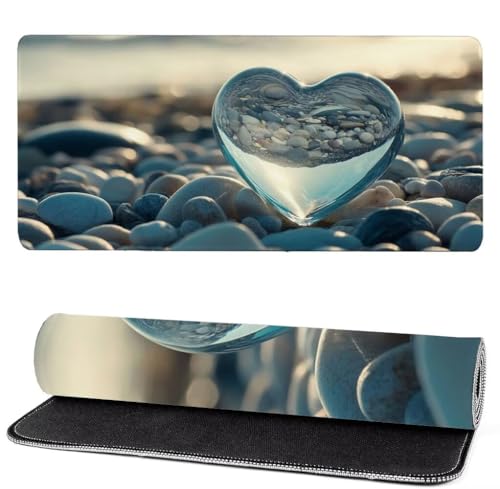 Alfombrilla Raton Amar, Playa Mouse Pad 800 x 400 x 3mm Gaming Mouse Pad, Superficie Inferior Antideslizante, Movimiento Ratón más Suave, Alfombrilla Escritorio, Mejora Precision y Velocidad KS-2