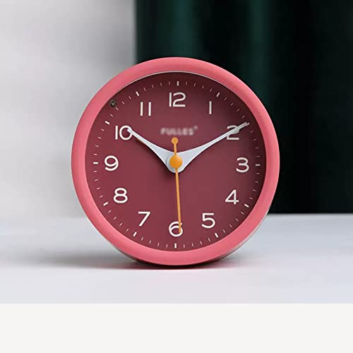 LUCBEI Despertador Despertador Redondo con números arábigos, silencioso sin tictac, retroiluminado, Funciona con Pilas, fácil de configurar Relojes para dormitorios (Color : E, Size : 3inch)