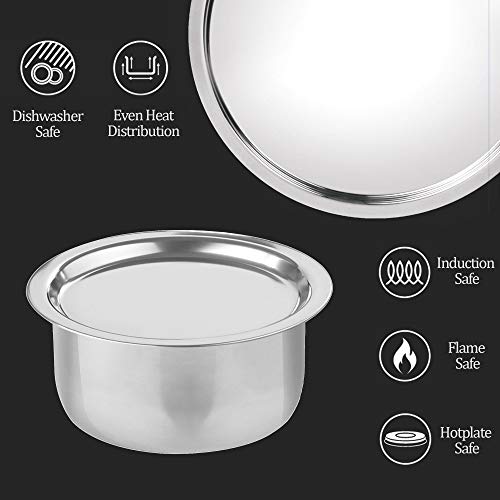 Milton Pro Cook TriPly Stainless Steel 16 cm Tope with SS Lid, 1.59 Litre, Durable, Dishwasher Safe, Induction and Gas Ready, Patila for Boiling,... - Image 3