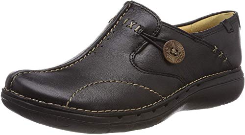 Clarks Clarks UN-Schleife Leichtes Schwarzes Leder Damenschuhe 3.5 D (M) UK/ 36 EU Schwarz