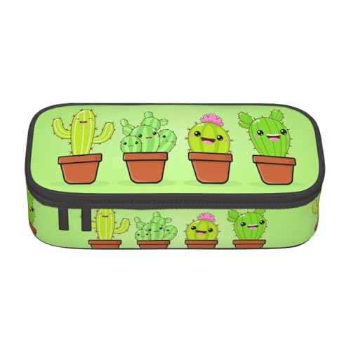 Image of Kawaii Cactus Plant Pots Large Pencil Case, Pencil Pouch With Zipper Compartments Stationery Pencil Bag For Kids Teens Students School Supplies