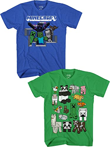 Minecraft Boys 2-Pack Animal Characters Steve Creepers Graphic T-Shirts