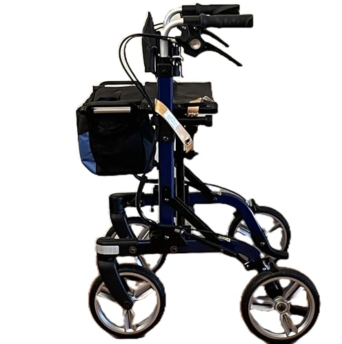 Best Travel Rollator, Fits Airplanes Overhead bin, All Terrain, Light-Weight Rollator Walker with Small Resting Seat, Accessory Bag, Secure Safety Breaks for Effortless Mobility Indoors & Outdoors