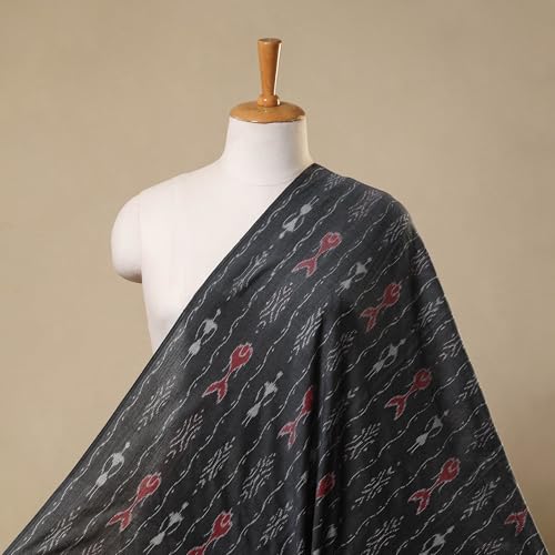 Image of Premium Sambalpuri Ikat Weave Pure Handloom Cotton Shirt Fabric Authentic Odisha Traditional Tie-Dye Craft, Soft & Breathable Natural Cotton Material for Custom Tailoring, Casual & Formal Wear