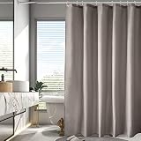 AooHome シャワーカーテン 目隠し 遮像 防カビ 防水 150cm幅 150cm丈 バス用品 ユニットバス ロング お風呂用カーテン 軽量 速乾 リング付き 無地 白 ブラウン