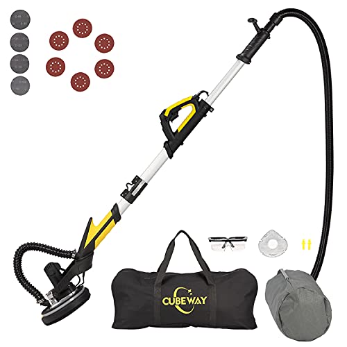 Drywall Sander with Vacuum, Labor-Saving Handle and Unique Fixture for Ceiling Sanding, Electric Sander for Drywall with LED Light, ETL Listed, CUBEWAY