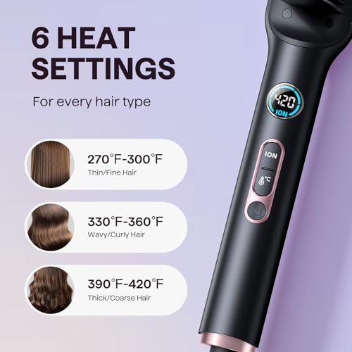 Image of Wavytalk Hair Straightener Brush, Sleek Sweep Ionic Straightening Brush, Anti-Scald Ceramic Straightener Comb with LED Display for Super Smooth Hair, Dual Voltage, Rose Gold.