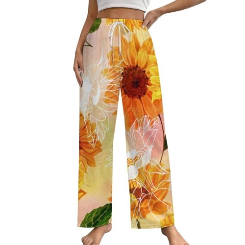 Pantalon de pyjama femme tournesols jaunes fini les nuits inconfortables