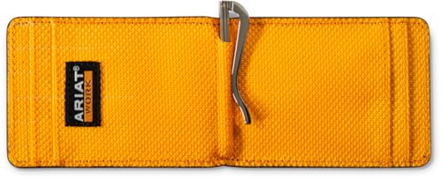 ARIAT Mens Work Wallet Bifold Money Clip Stacked Logo Woven Patch Grey A34027063