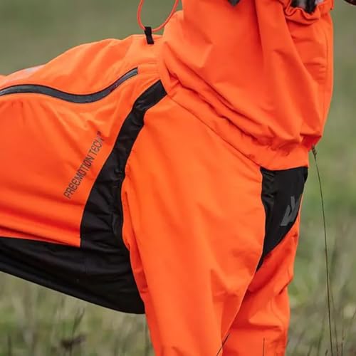 Non-Stop Dogwear Fjord Regenmantel Overall, Reflektierend, Orange-Schwarz, Wasserdichter Hundemantel mit 3M Details (65)